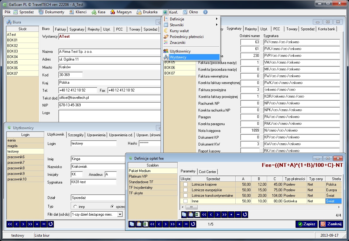 galscan Amadeus invoicing functional user interface