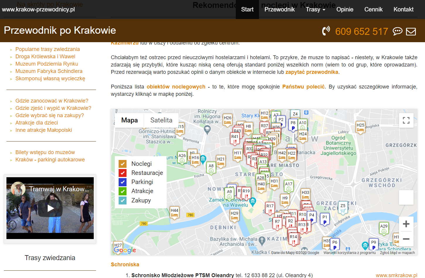 map of interesting places in Krakow wordpress development